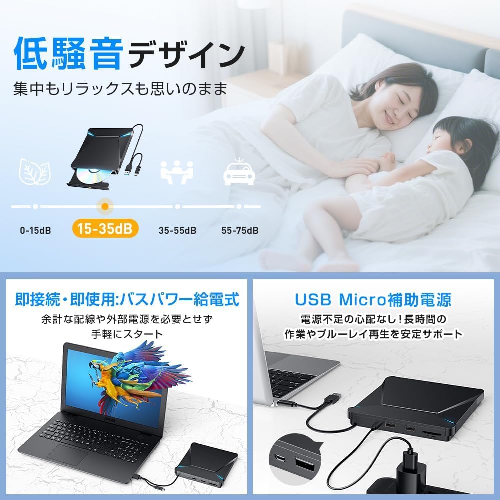 Amazon.co.jp: 【2026革新型・高質感・高速処理】 cd dvdドライブ 外